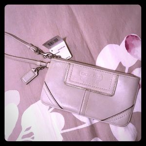 Coach white wristlet